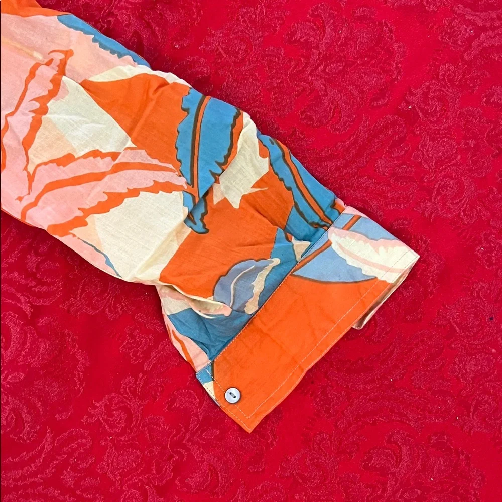 True Destinations Tropical Print Button Down Shirt XS Beach Cover Up - Picture 5 of 9